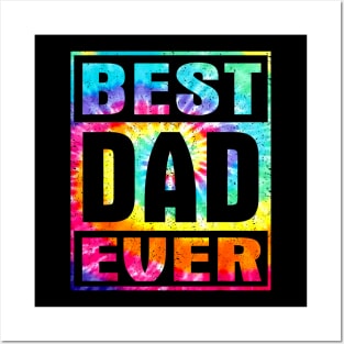 Best Dad Ever Vintage Tie Dye Shirt Funny Fathers Posters and Art